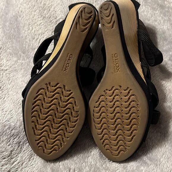 Geox Respira black strappy wedges - Picture 3 of 5